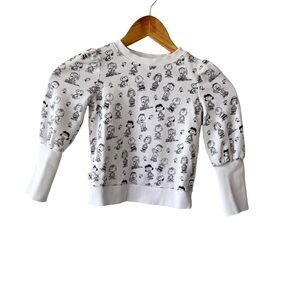 Janie and Jack Peanuts Character Print Sweater Ribbed Cuffs